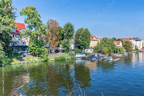 Canvas Print Left bank of the Dahme River in the district of Koepenick in Berlin, Germany