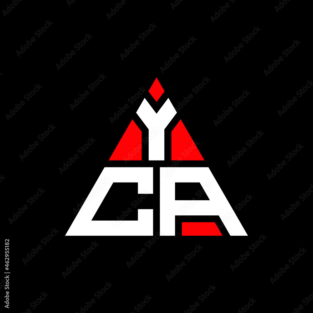 YCA triangle letter logo design with triangle shape. YCA triangle logo design monogram. YCA triangle vector logo template with red color. YCA triangular logo Simple, Elegant, and Luxurious Logo. YCA 