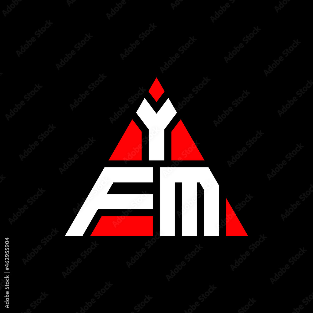 Fototapeta premium YFM triangle letter logo design with triangle shape. YFM triangle logo design monogram. YFM triangle vector logo template with red color. YFM triangular logo Simple, Elegant, and Luxurious Logo. YFM 