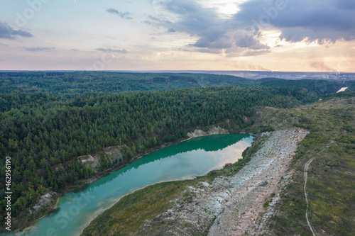 Chalk quarries with azure water