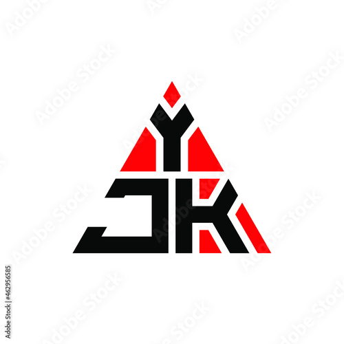 YJK triangle letter logo design with triangle shape. YJK triangle logo design monogram. YJK triangle vector logo template with red color. YJK triangular logo Simple, Elegant, and Luxurious Logo. YJK 