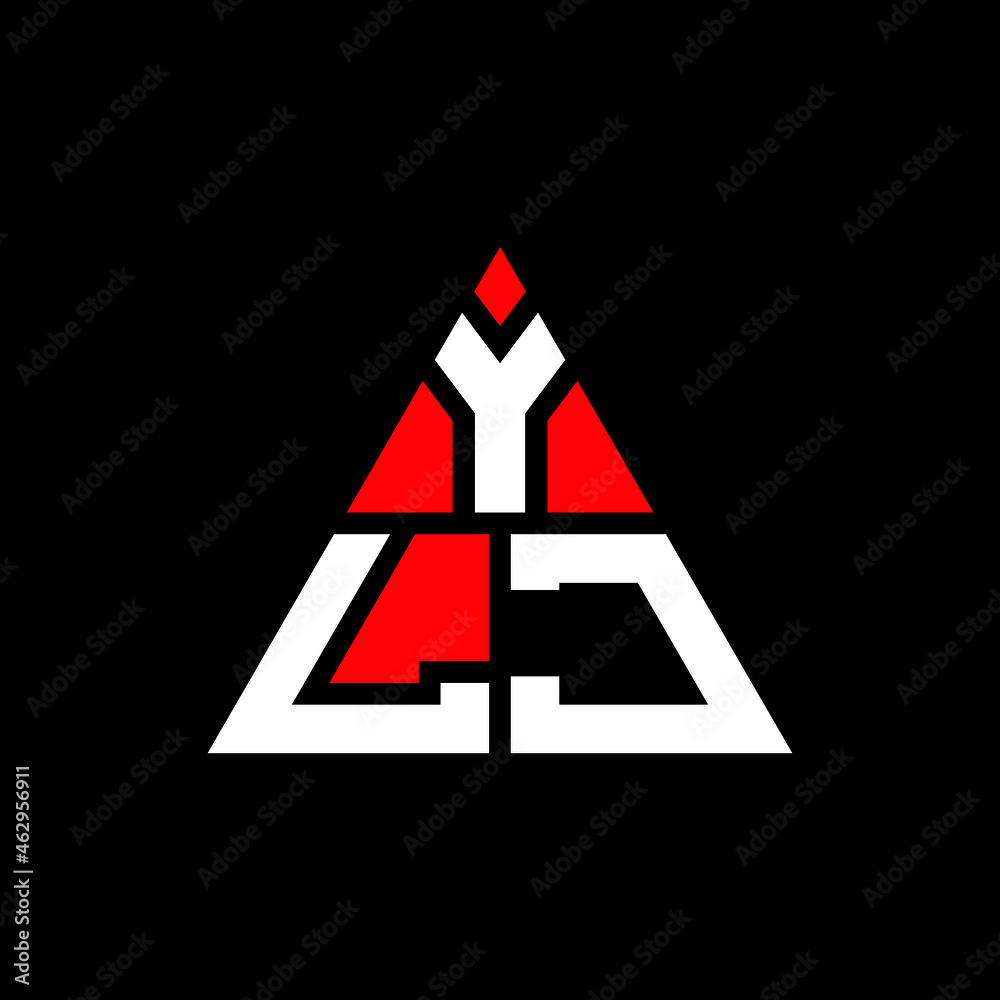 YLJ triangle letter logo design with triangle shape. YLJ triangle logo design monogram. YLJ triangle vector logo template with red color. YLJ triangular logo Simple, Elegant, and Luxurious Logo. YLJ 