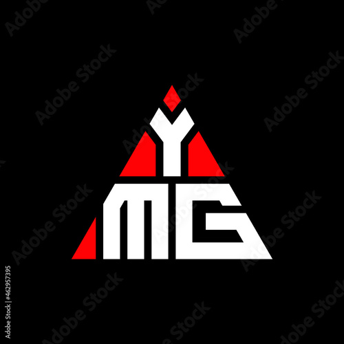YMG triangle letter logo design with triangle shape. YMG triangle logo design monogram. YMG triangle vector logo template with red color. YMG triangular logo Simple, Elegant, and Luxurious Logo. YMG  photo