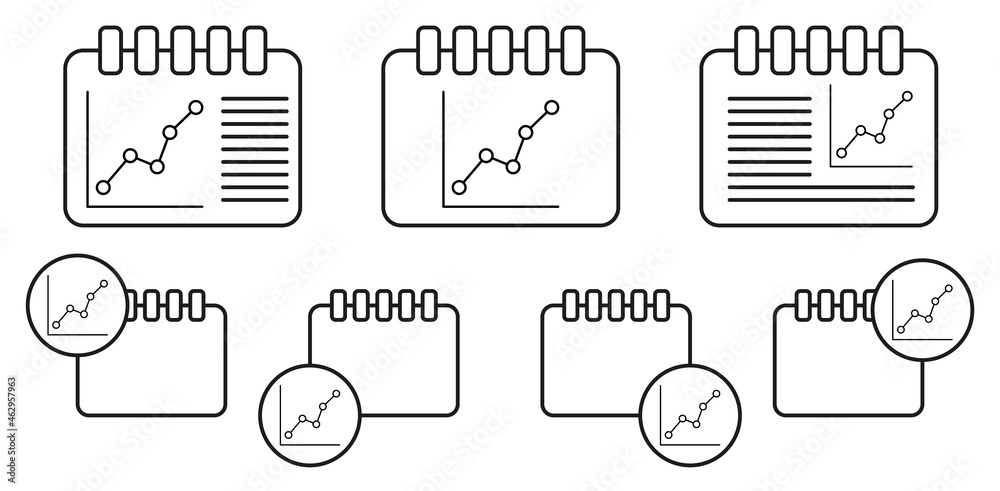 Line statistics vector icon in calender set illustration for ui and ux, website or mobile application Line statistics vector icon in calender set illustration for ui and ux, website or mobile application
