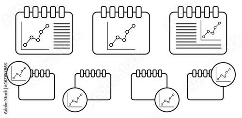 Line statistics vector icon in calender set illustration for ui and ux, website or mobile application