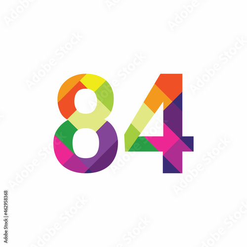 Colorful Number 84 vector design graphic symbol digit rainbow emblem icon graphic emblem