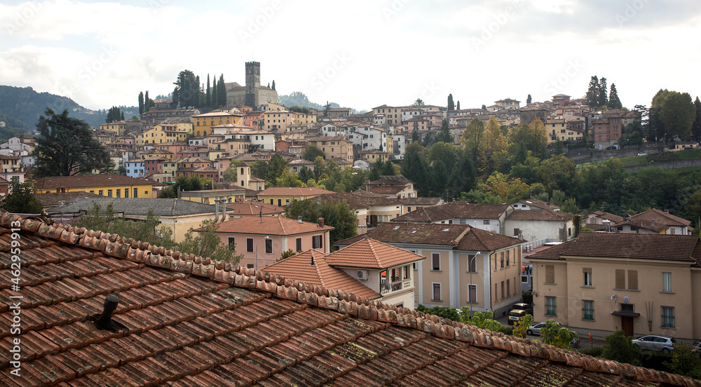 Italian town looking over rooftops. 