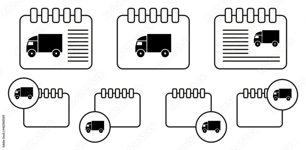 Truck vector icon in calender set illustration for ui and ux, website or mobile application