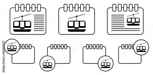 Funicular , cable car vector icon in calender set illustration for ui and ux, website or mobile application