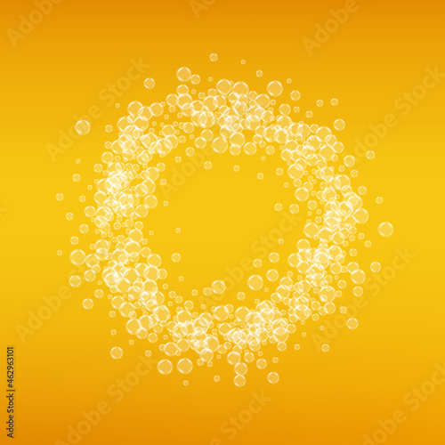 Lager beer. Background with craft splash. Oktoberfest foam. Bava