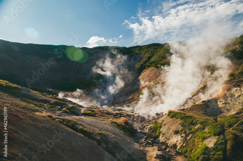 geothermal landscape at island with tourst