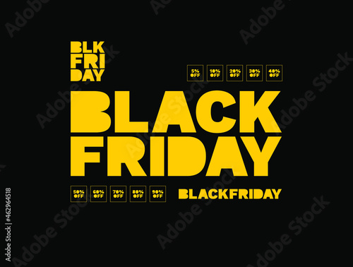 Black Friday sale logo in a black background. Modern minimal design banner. Visual identity pack with bold and strong sans serif typography