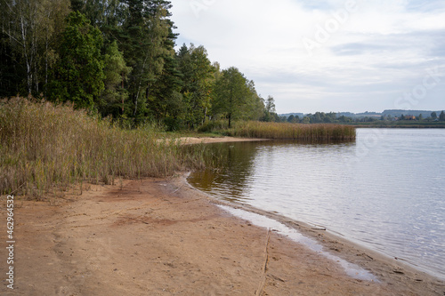 sandy beach on the Chechło lake in Trzebinia, Lesser Poland