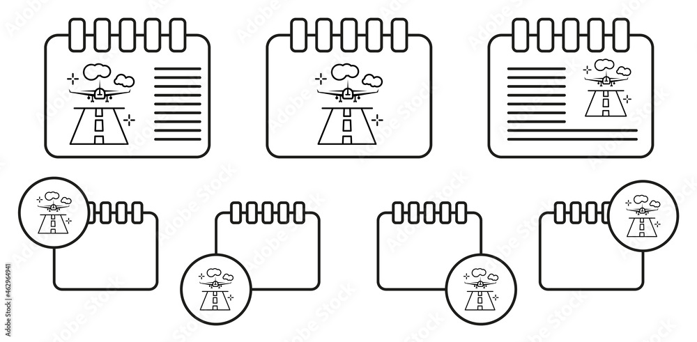 Runway, airplane, airport vector icon in calender set illustration for ui and ux, website or mobile application Runway, airplane, airport vector icon in calender set illustration for ui and ux, website or mobile application