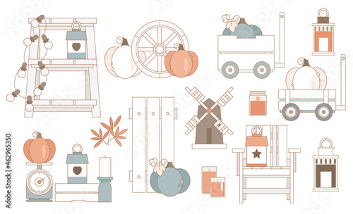 Autumn decor vector set