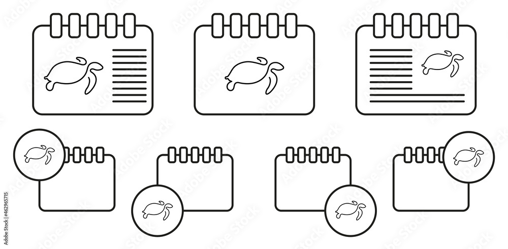 Turtle one line vector icon in calender set illustration for ui and ux, website or mobile application