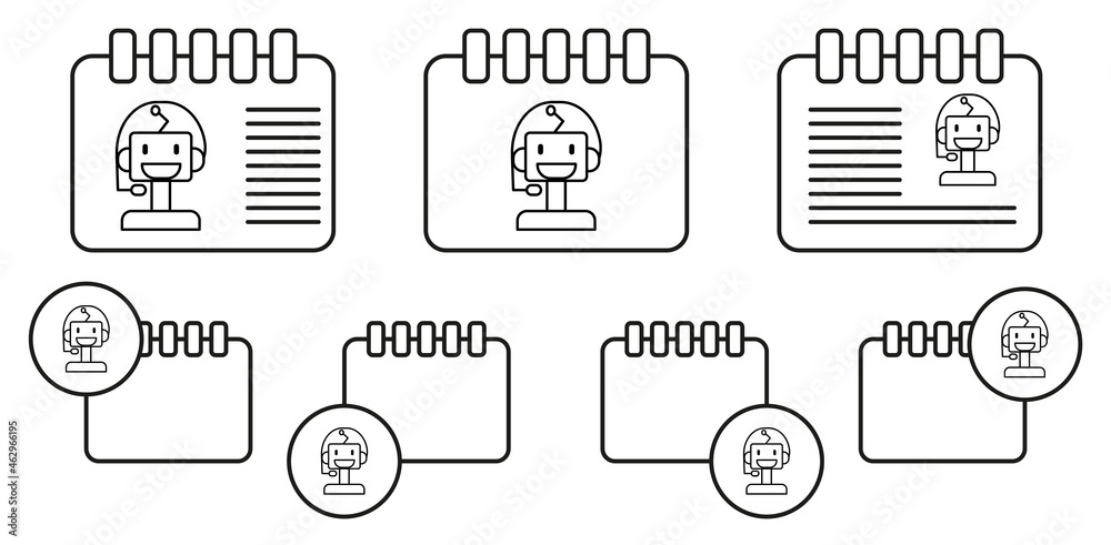 Machine robot smart concept line vector icon in calender set illustration for ui and ux, website or mobile application Machine robot smart concept line vector icon in calender set illustration for ui and ux, website or mobile application