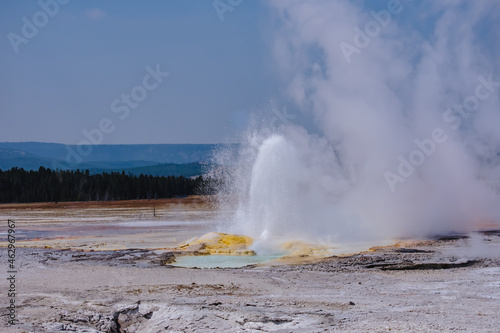 Geyser activity in Yellowstone National Park.
