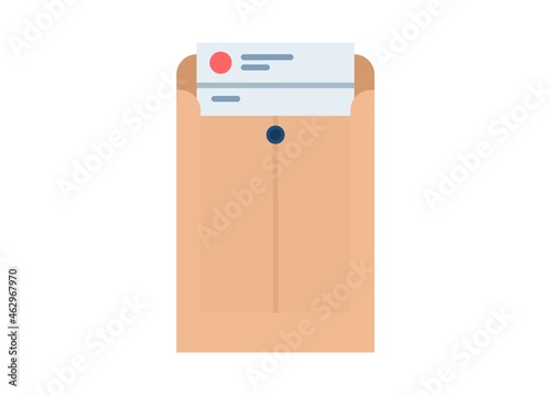 Mail inside brown envelope. Simple flat illustration.