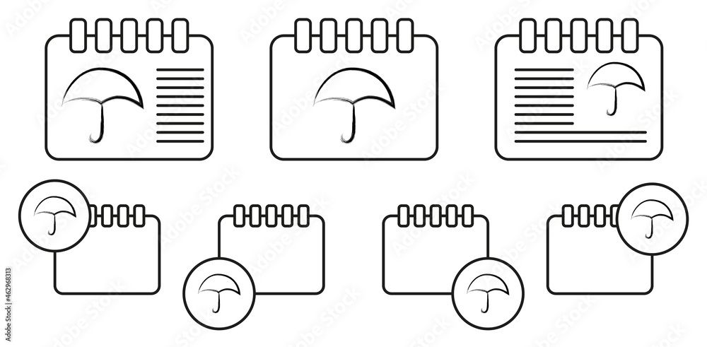 Umbrella sketch style vector icon in calender set illustration for ui and ux, website or mobile application Umbrella sketch style vector icon in calender set illustration for ui and ux, website or mobile application
