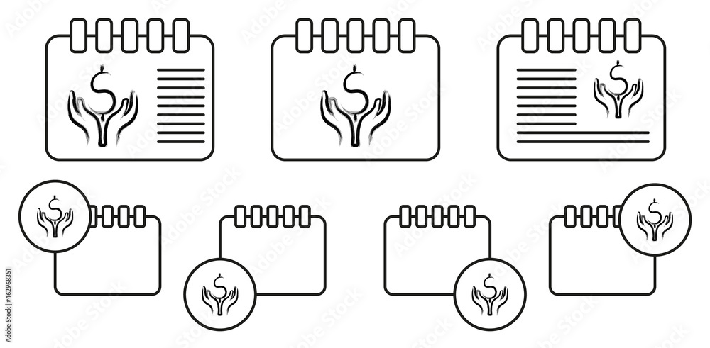 Hands and money sketch style vector icon in calender set illustration for ui and ux, website or mobile application Hands and money sketch style vector icon in calender set illustration for ui and ux, website or mobile application