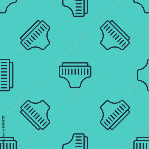 Black line Adult diaper icon isolated seamless pattern on green background. Vector