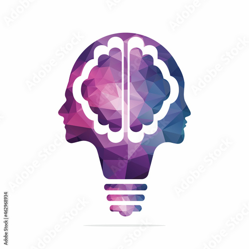 Human face and brain in bulb shape. male female both in bulb shape.