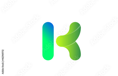 green gradient logo k alphabet letter design icon for company