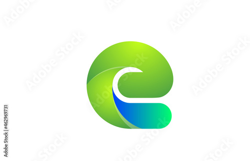 Fototapeta Naklejka Na Ścianę i Meble -  green gradient logo e alphabet letter design icon for company