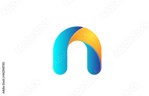 Fototapeta Naklejka Na Ścianę i Meble -  orange blue gradient logo n alphabet letter design icon for company