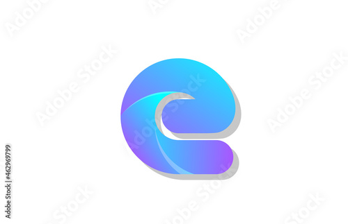 blue gradient logo e alphabet letter design icon for company