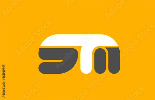 yellow grey combination logo letter SM S M alphabet design icon