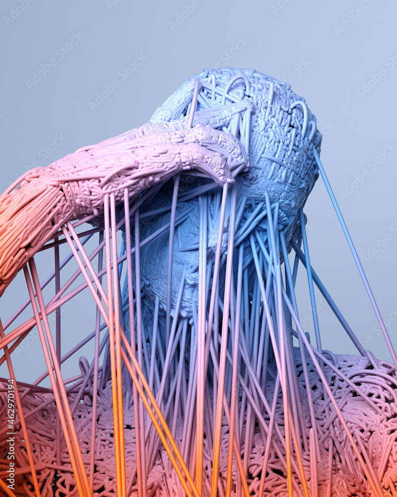 Gradient bust of resilient human made of fiber Stock Illustration ...