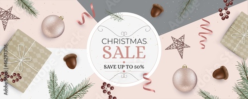 realistic christmas sale pastel colors vector design illustration