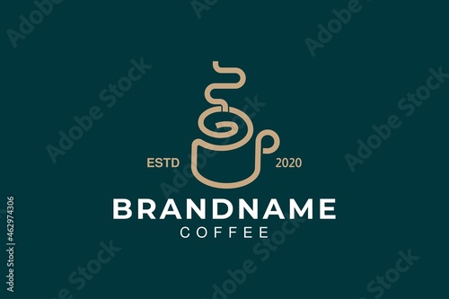 abstract letter gp or pg, coffee logo design, minimalist cafe logo