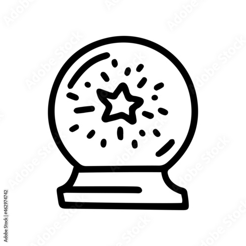 crystal ball with star line vector doodle simple icon