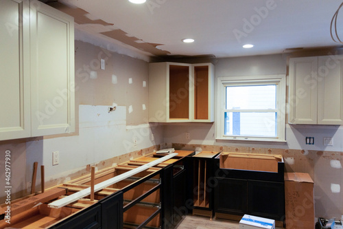 Photography Unfinished kitchen instalation remodel