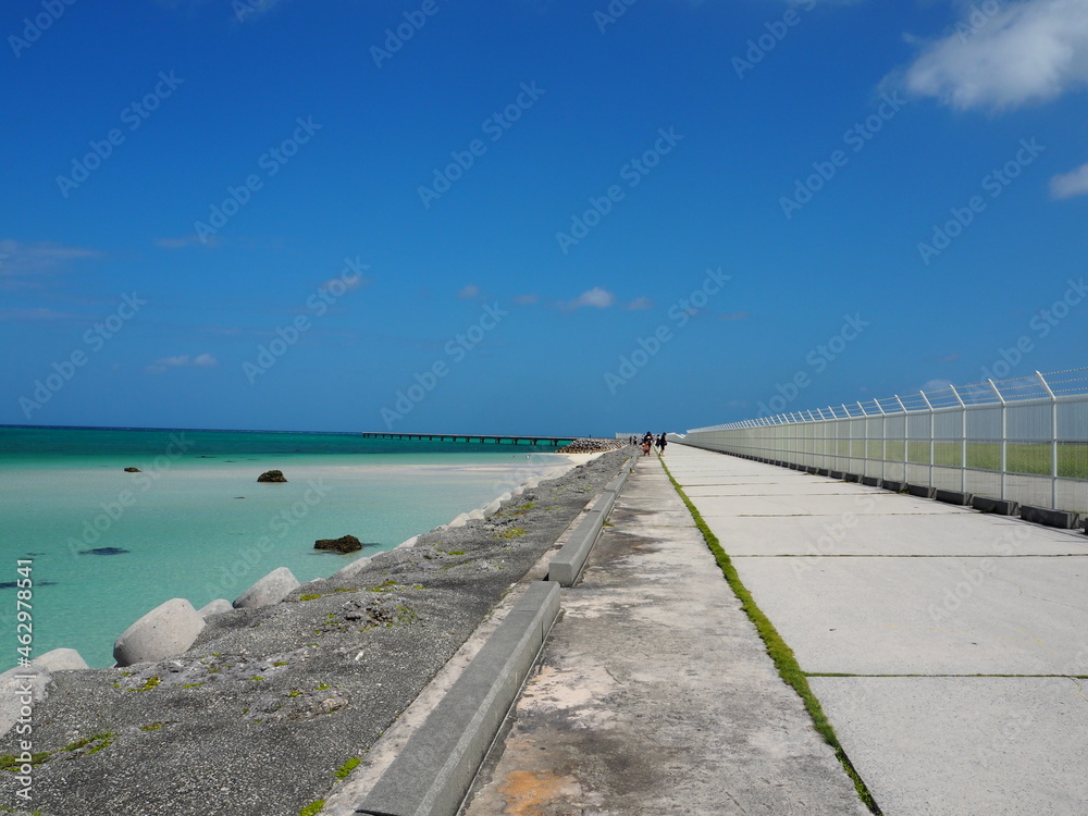 the beautiful 17end beach of shimojishima airport in Okinawa, Japan