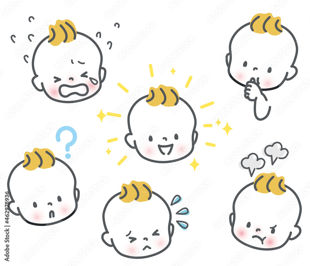かわいい赤ちゃんの表情 イラスト素材セット Stock Vector Adobe Stock