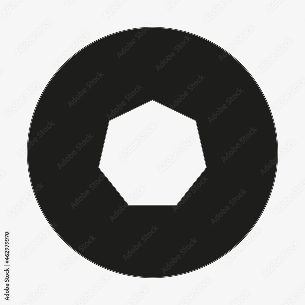 Grunge polygon in circle. Paint brush. Abstract emblem. Business logo. Hand drawn art. Vector illustration. Stock image. 