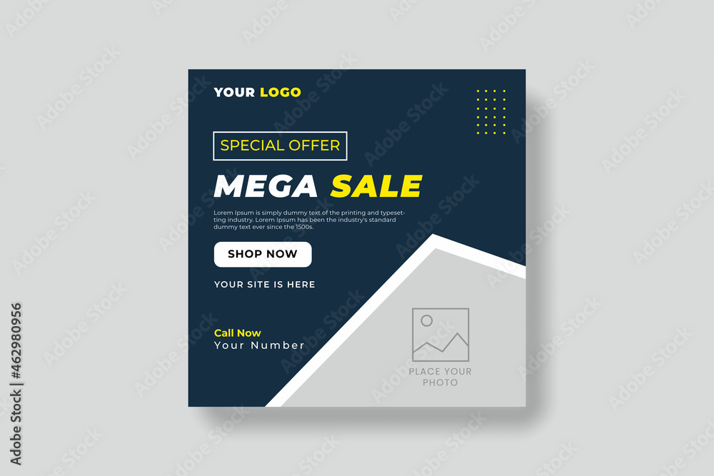 Editable template post for social media ad. web banner ads for promotion design with white and black color. Editable template post for social media ad. web banner ads for promotion design with white and black color.
