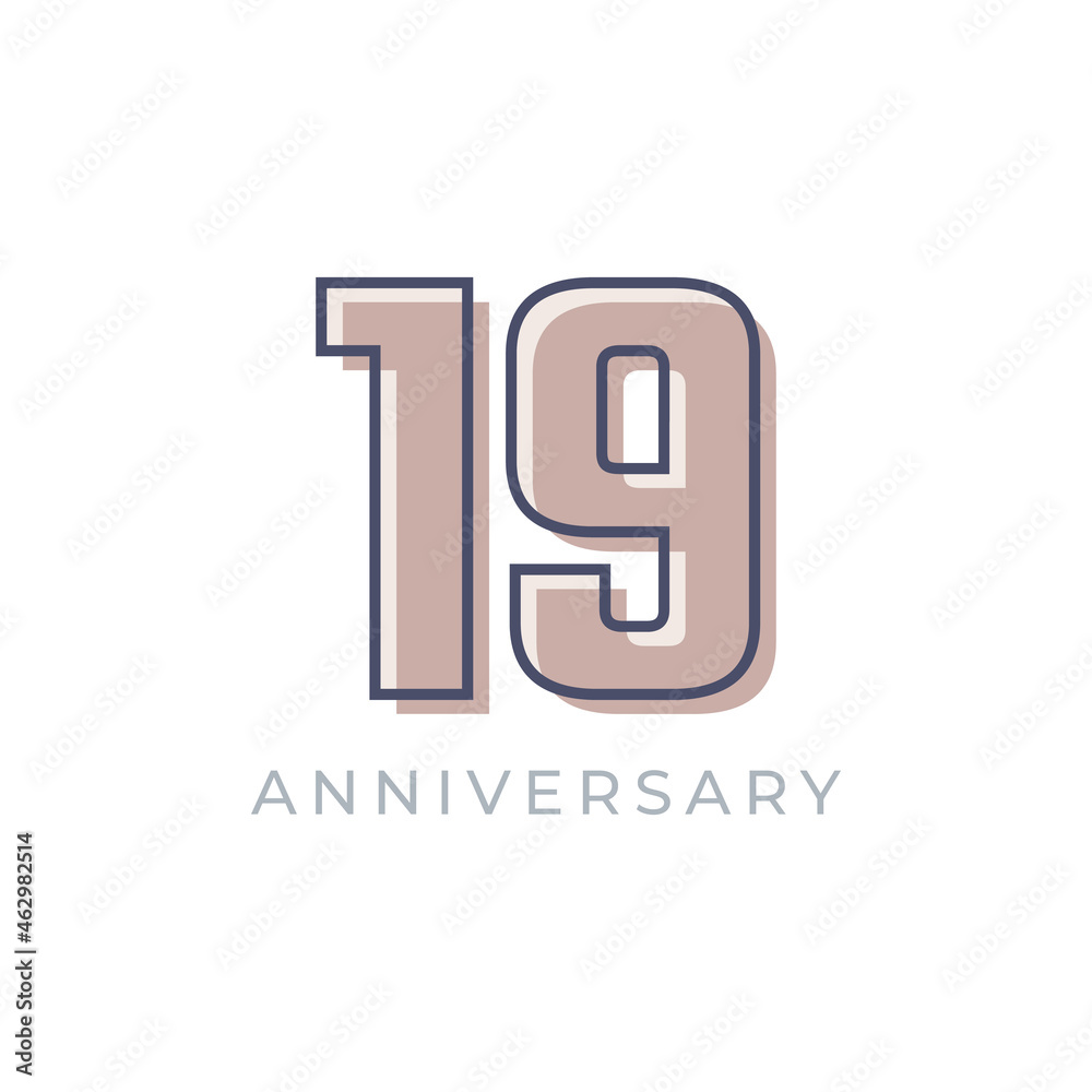 19 Year Anniversary Celebration Vector. Happy Anniversary Greeting Celebrates Template Design Illustration 19 Year Anniversary Celebration Vector. Happy Anniversary Greeting Celebrates Template Design Illustration