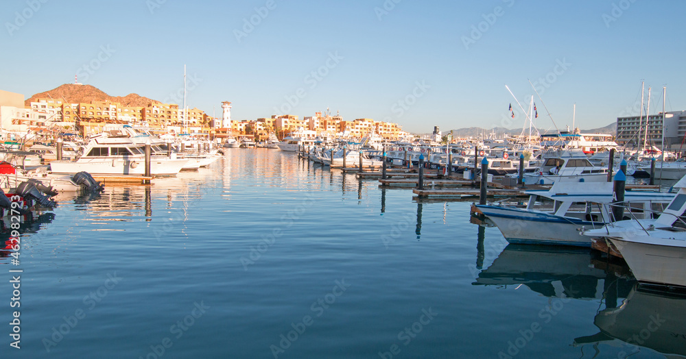 Fototapeta premium Cabo San Lucas Marina and Harbor in early morning light