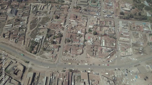 Desertification in the small village of Africa. poor settlement in the south of kenya. photo