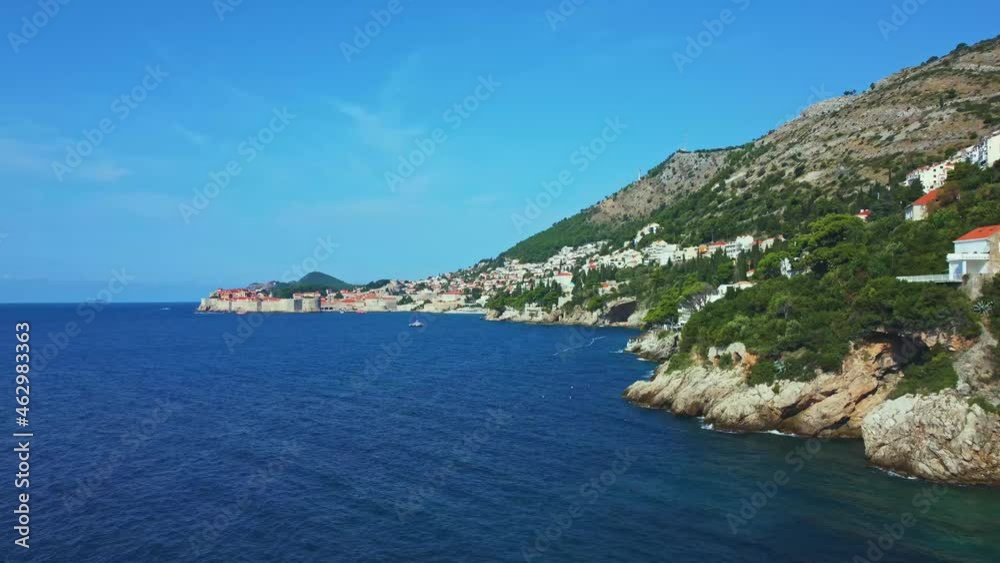 Beautiful shot of Dubrovnik city and coast on a summer day. Aerial landscape Beautiful shot of Dubrovnik city and coast on a summer day. Aerial landscape