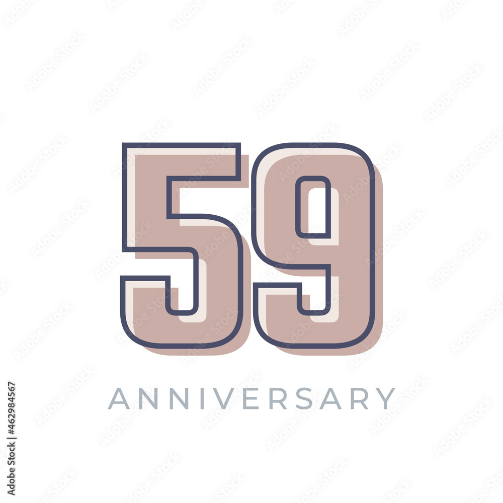 59 Year Anniversary Celebration Vector. Happy Anniversary Greeting Celebrates Template Design Illustration