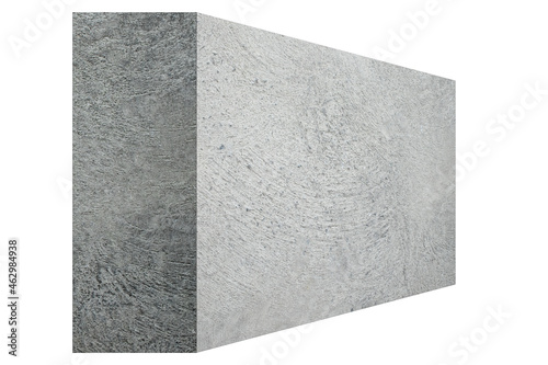 3D or side view  concrete wall isolated on white background.