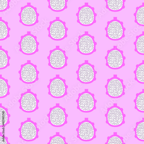 seamless pattern with pink dragon fruit