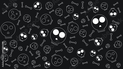black and white skull seamless pattern