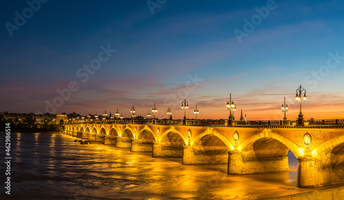 Old stony bridge in Bordeaux